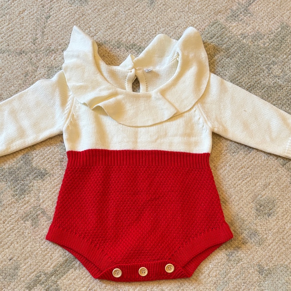 Red and Cream Baby Romper